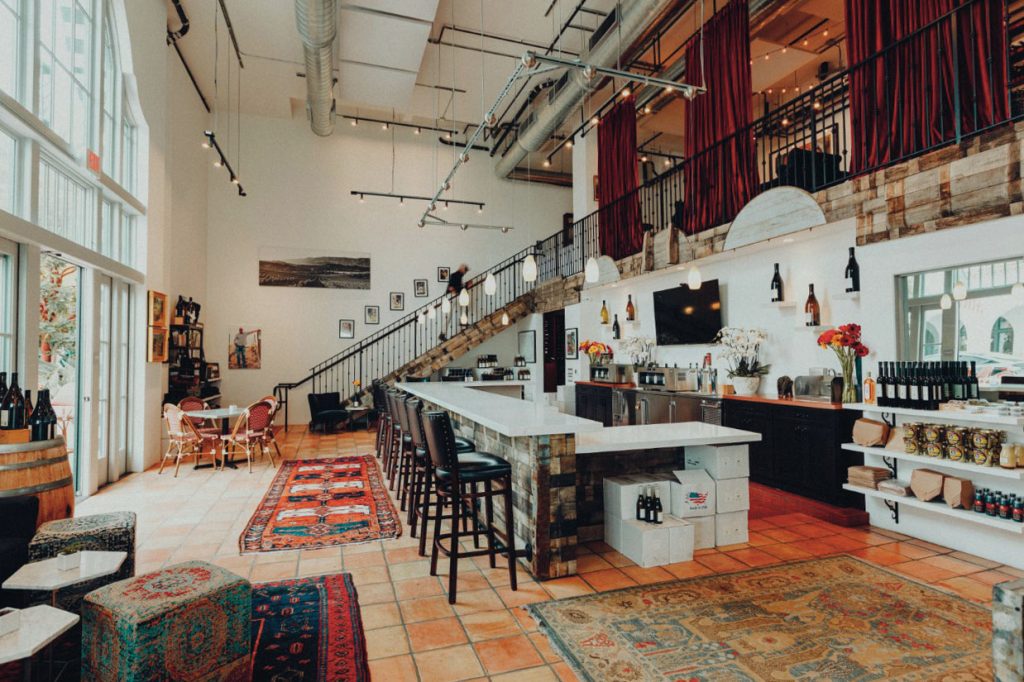 Interior view of the tasting room at Margerum Wine Company & Barden Wines